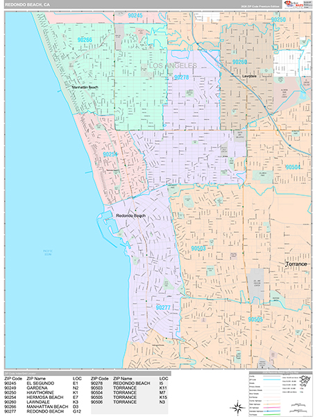 Redondo Beach Wall Map
